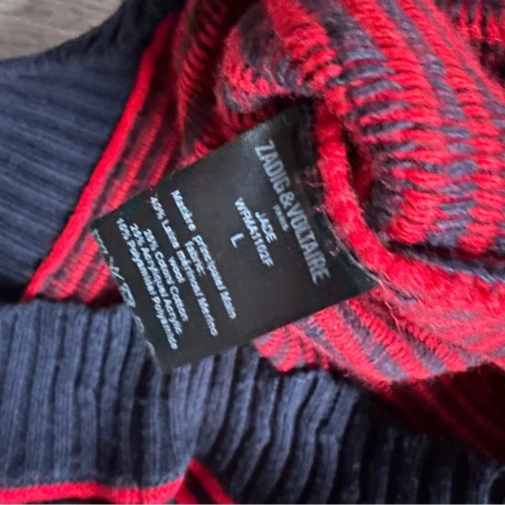 Zadig & Voltaire Red and Black Striped Crewneck Sweater - Picture 4 of 4